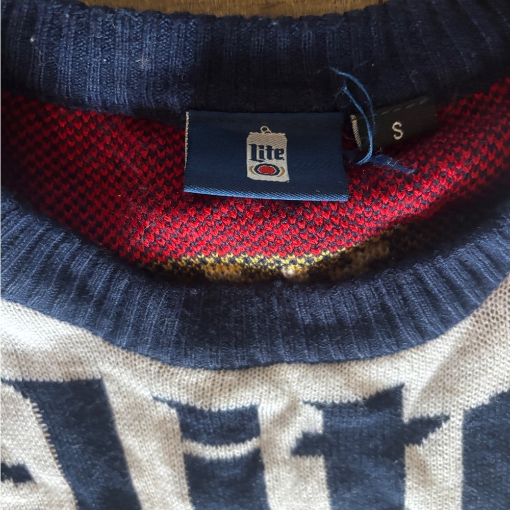 Festive Navy and White Crewneck Sweater - Picture 2 of 2